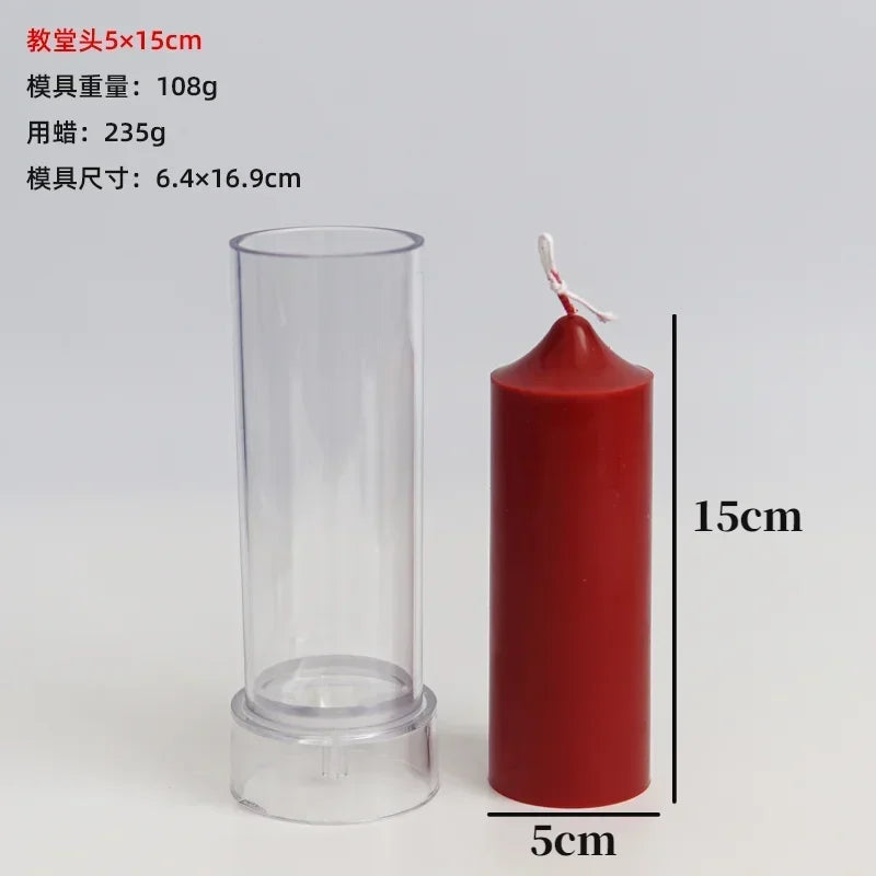 Stampo in plastica per candele cilindriche 3D con punta, forniture per la fabbricazione di candele per aromaterapia fatte a mano, kit di stampi in acrilico per PC, regalo per la casa