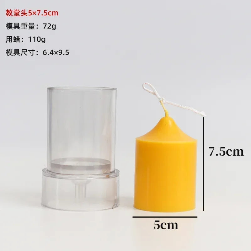 Stampo in plastica per candele cilindriche 3D con punta, forniture per la fabbricazione di candele per aromaterapia fatte a mano, kit di stampi in acrilico per PC, regalo per la casa