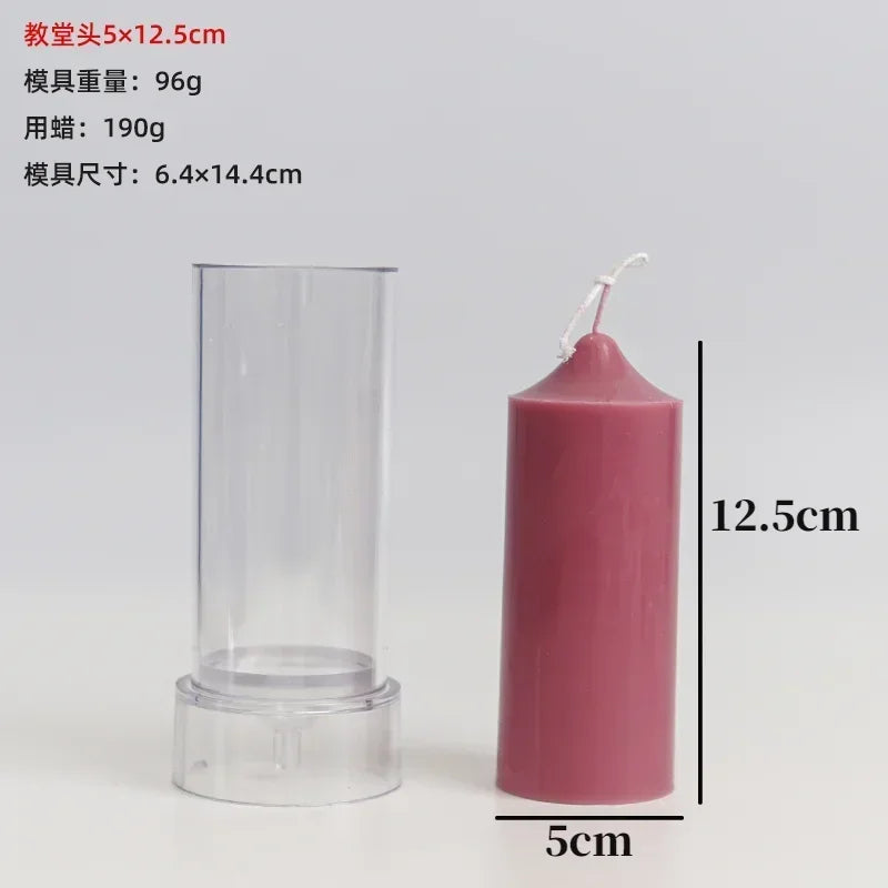 Stampo in plastica per candele cilindriche 3D con punta, forniture per la fabbricazione di candele per aromaterapia fatte a mano, kit di stampi in acrilico per PC, regalo per la casa