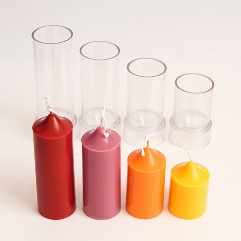 Stampo in plastica per candele cilindriche 3D con punta, forniture per la fabbricazione di candele per aromaterapia fatte a mano, kit di stampi in acrilico per PC, regalo per la casa
